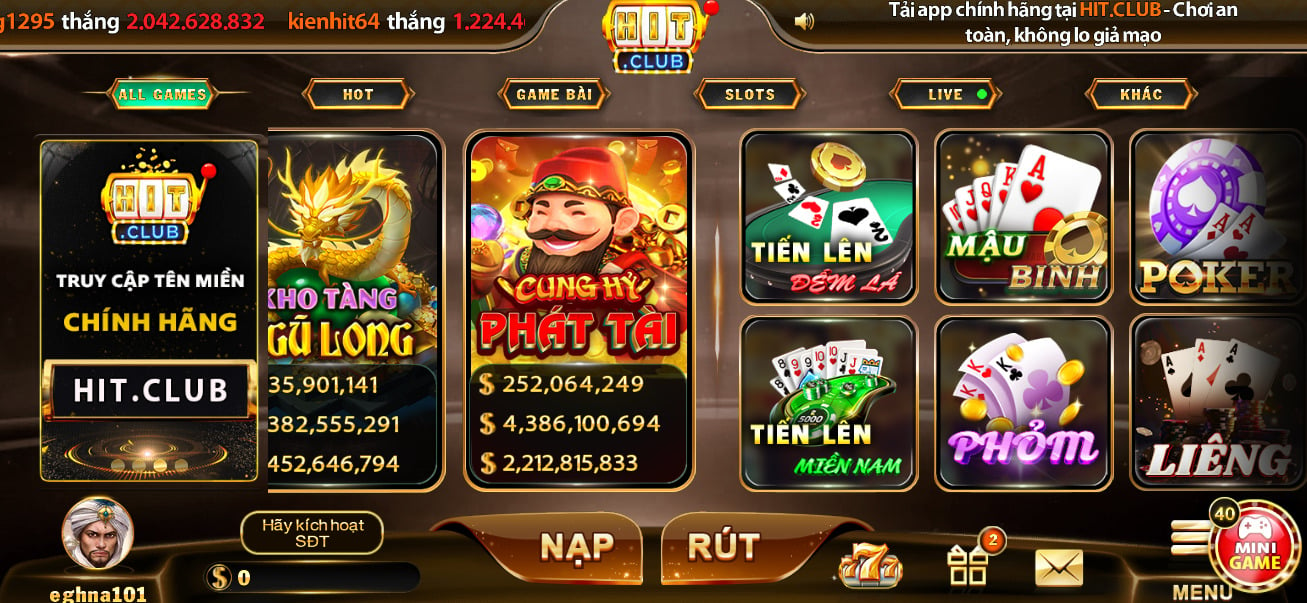 HIT CLUB - Cổng game đổi thưởng tiền thật hot nhất 2024