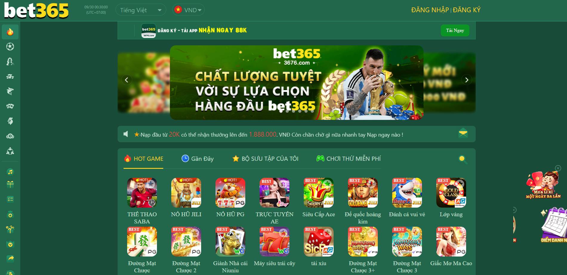 Nhà cái Bet365 - Sân chơi cá cược uy tín “Xanh Chín” số 1 thị trường